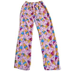 Girls' Plush Pajama Pants, Size Junior Small (3-5), Ice Cream Cone Print